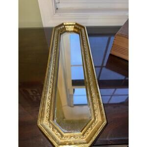 Vtg Gold Mirror Home Interior MCM 17.5" x 5.25” Hollywood Regency; shabby chic